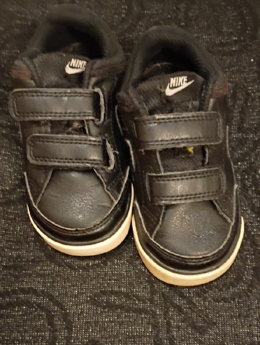 Nike Toddler Black Double-Strap Sneakers with White Soles